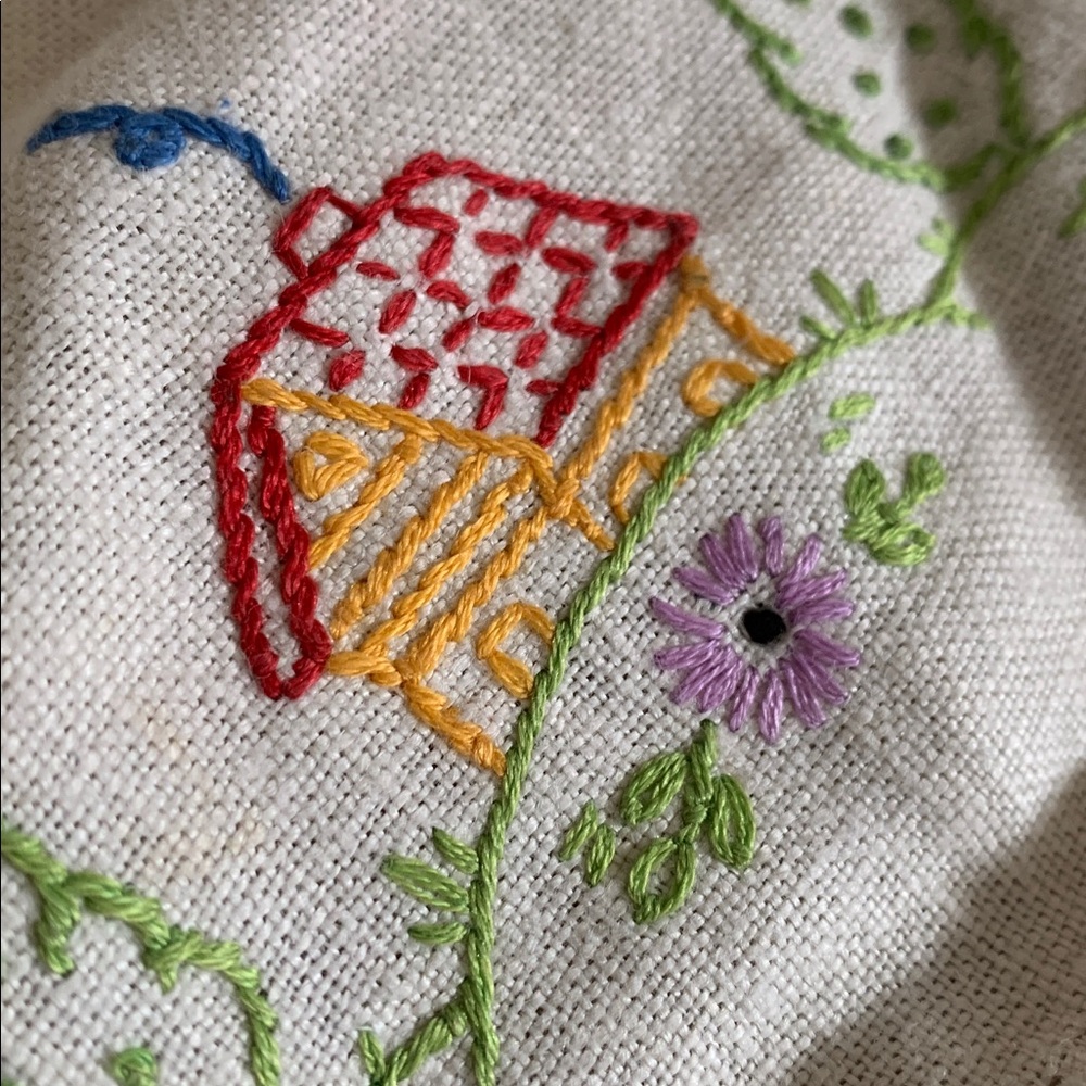 Beautiful Cottagecore Hand Embroidered Set of Doilies Vintage - Cross Stitch